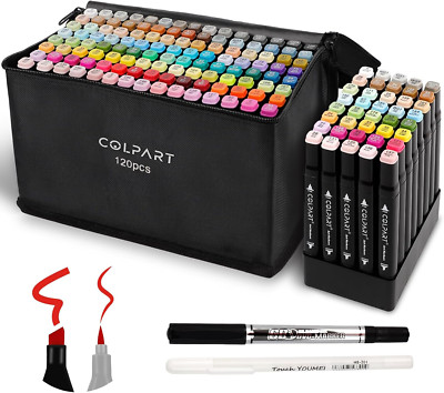 Colpart 120 Farben Doppelspitze Alkohol Marker Stifte für Erwachsene, Permanente Kunst Farbe