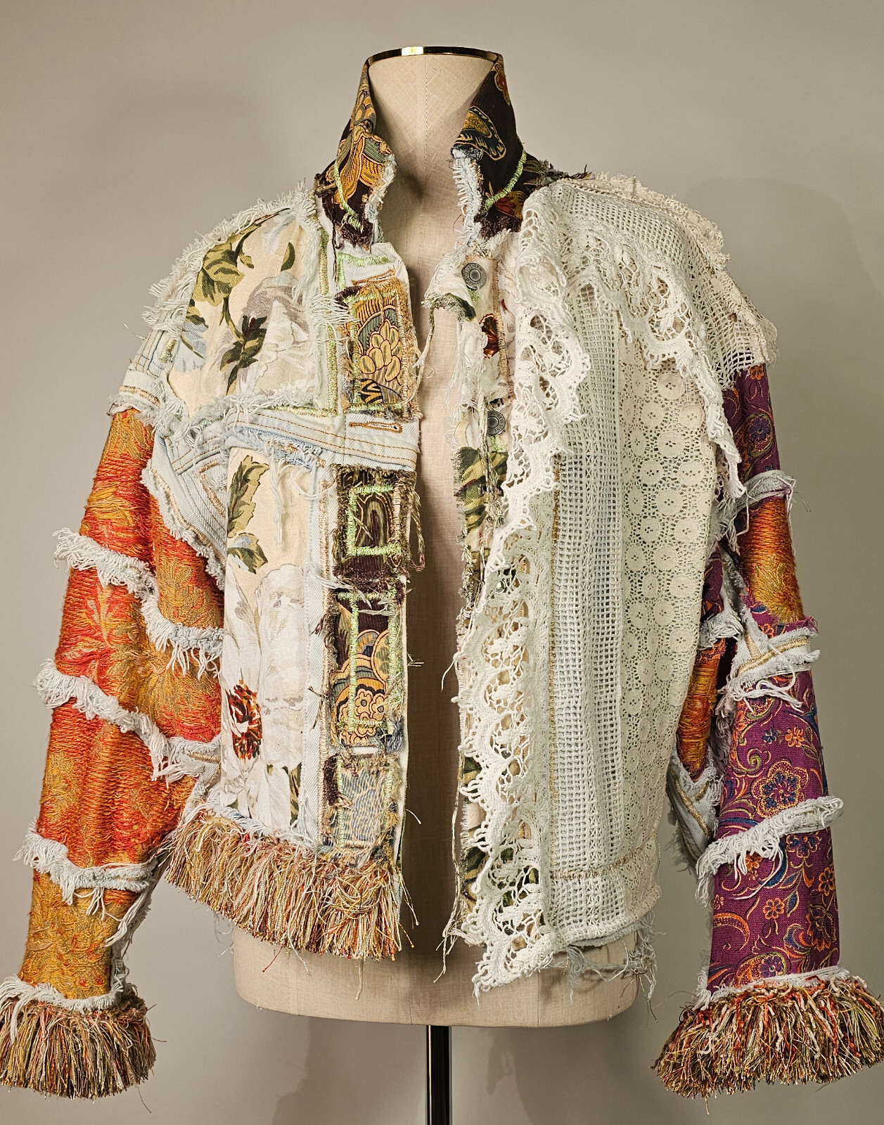 Boho exclusive Handmade Unisex one of a Kind jacket. Che21. "La France".