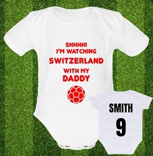 SWITZERLAND NATIONAL TEAM Babygrow Baby vest grow FREE PERSONALISATION FOOTBALL