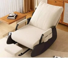 Foldable Adult Rocking Chair  with High Backrest Sofa with Footrest