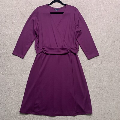 Lands End Dress XL Tall Purple Stretch Long Sleeve V Neck Wrap Belted Look | eBay Lands End Dress XL Tall Purple Stretch Long Sleeve V Neck Wrap Belted Look | eBay