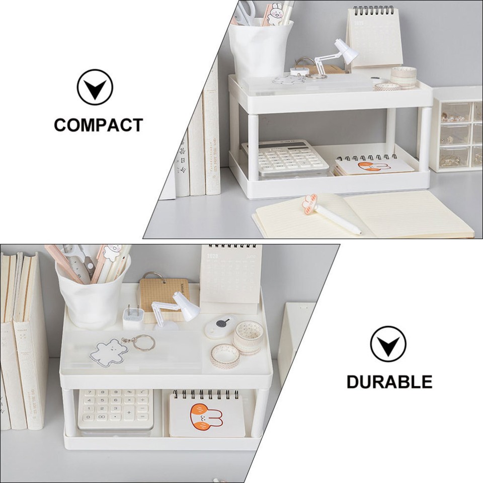 Desk Shelf Storage Rack Double Layer Shelf Desktop Stationery Rack