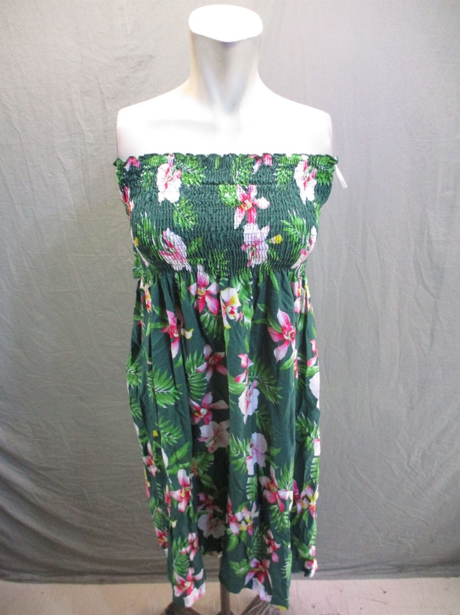 パーティードレス Winnie Strapless Floral Print Dress Winnie Fashion One Size Womens Green Floral Summer Strapless