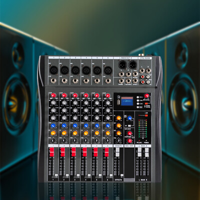 Audio Mixer USB Mixing Console Bluetooth for DJ Karaoke Live Podcast 6 Channel