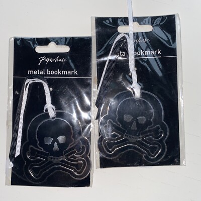 2 Metal Clip Bookmark Paperchase Skull Metal Retired