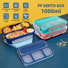 Lunch Box For Kids Adults Picnic Bento  Leak-proof Storage Box w/ 4 Compartments