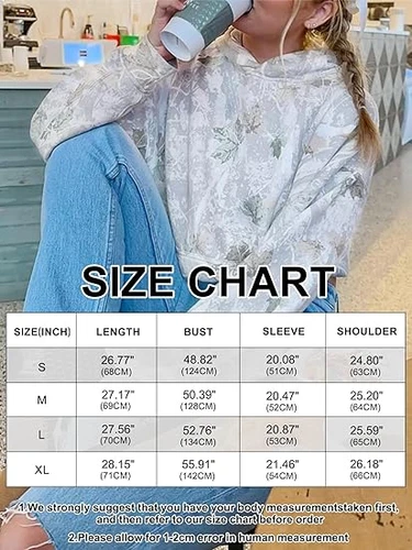 Womens Camo Maple Leaf Hoodie Oversized Printed Fleece Hooded Sweatshirt - Picture 6 of 13