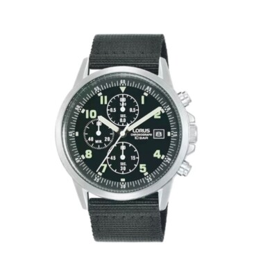 Lorus Uhr Herren Chronograph Chronograph schwarzes Armband RM347JX9 UVP 120£