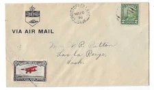 Canada 1930 Semi Official Christopher Laka to Lake la Ronge/snow on wing variety