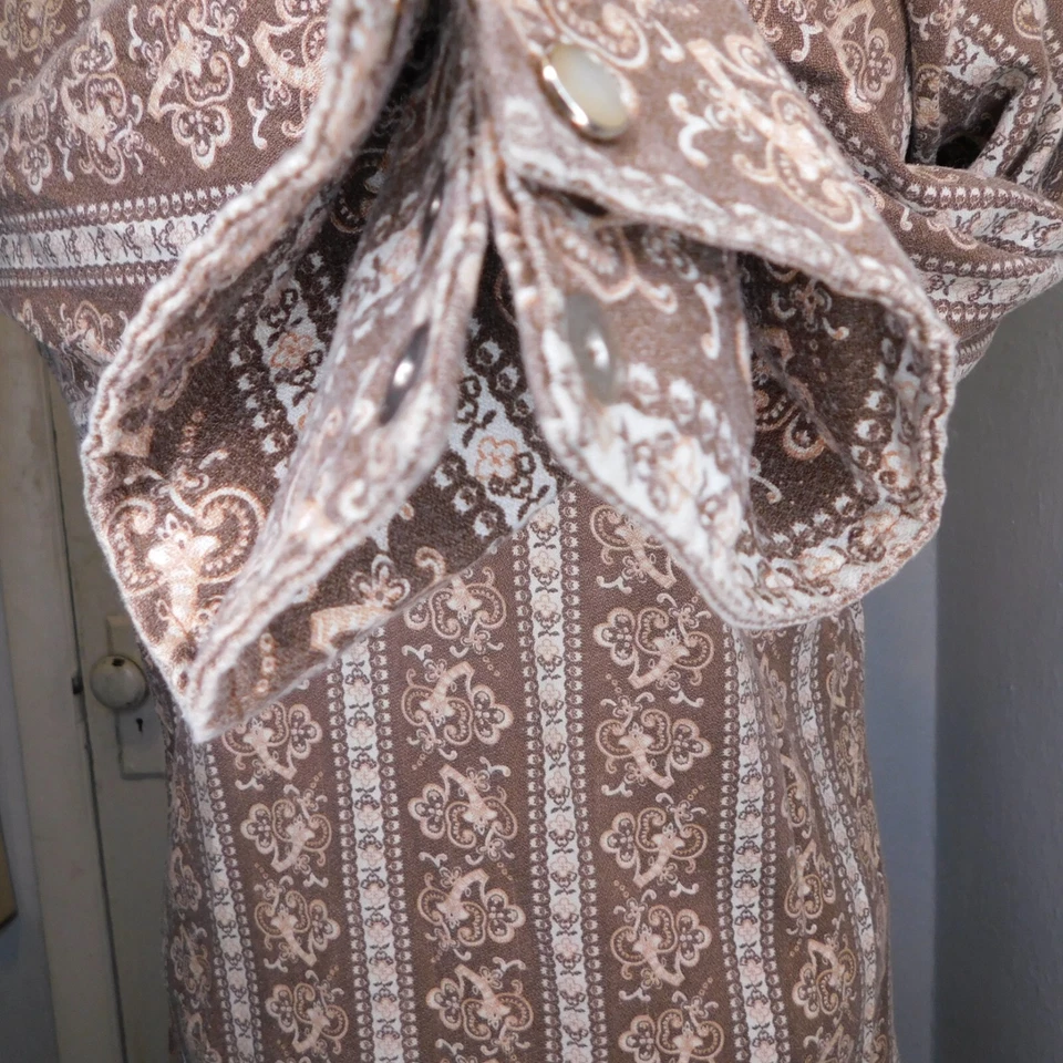 Vtg 70s H Bar C Men M 15 1/2 34 Ranchwear Long Tail Pearl Snap Shirt Mustang - Image 4 of 4