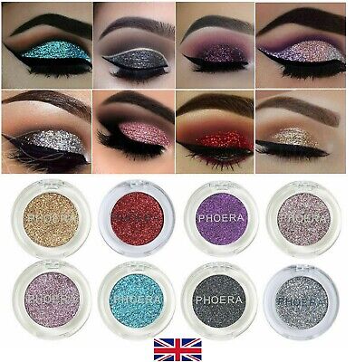 Phoera Glitter Eyeshadow Palette Color Pigment Shimmer Eye Shadow Sparkly Makeup Ebay