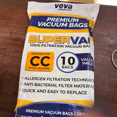 Veva Adv Filters CC Vacuum Bags Super Vac Fits Oreck CC Style 10 ct NOS