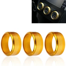 3 Pcs Gold Aluminum Alloy Air Conditioner Ring Cover Fits 13-17 XV crosstrek