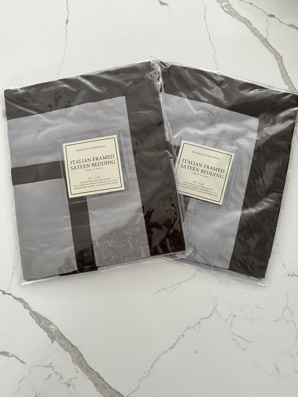 NWT Lot Of 2 Restoration Hardware ITALIAN FRAMED SATEEN BEDDING EURO SHAMS $89ea