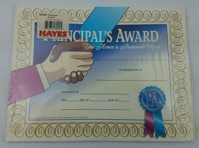 Principal's Award Certificates 36 Pack! Fit's 8'' x 10'' Frames New Sealed