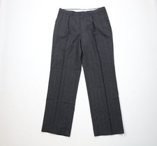 Vintage 90s Streetwear Mens 32x32 Wool Blend Pinstriped Wide Leg Chino Pants USA