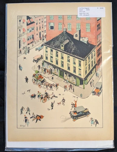 New York Lithograph West Village - Sheridan Square - Tony Sarg New York 1926