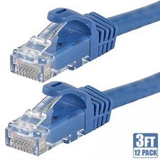 12x 3FT CAT6 RJ45 Ethernet LAN Network UTP Patch Cable Copper Wire 24AWG Blue