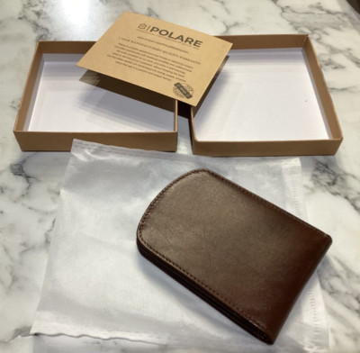 Polare Slim Curve Front Pocket Rfid Blocking Italian Leather Bifold Wallet NEW