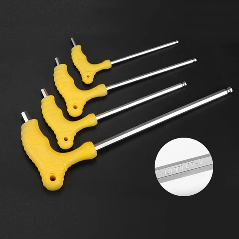 T Bar Type Handle Hex Allen Key Set Ball Point Plastic Long Handle