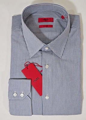 hugo boss red label dress shirt HUGO BOSS C-MENZO US RED LABEL DRESS SHIRT REGULAR FIT NAVY STRIPED