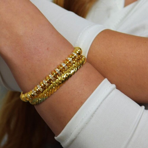 Damen Armband Gold vergoldet Zirkonia 24 Karat Wasserfest B6062D1 - Bild 9 von 10