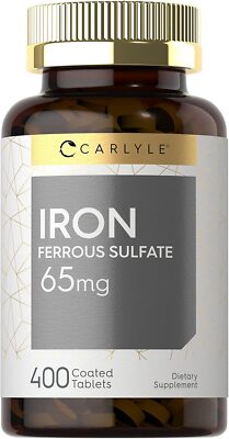 Iron 65 mg Ferrous Sulfate | 400 Tablets | Vegetarian, Non-GMO | by Carlyle 