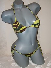 Victoria Secret S Neon Citron Tiger Triangle String Bikini Swimsuit