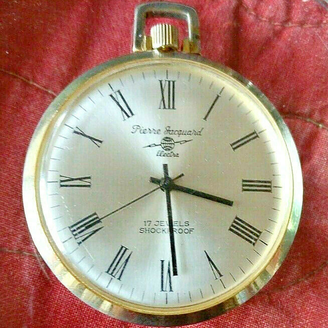 Pierre Jacquard 17 Jewels Electra Pocket Wind Watch Swiss Made Fisherman Vtg 70 Pierre Jacquard 17 Jewels Electra Pocket Wind Watch Swiss  main image 2