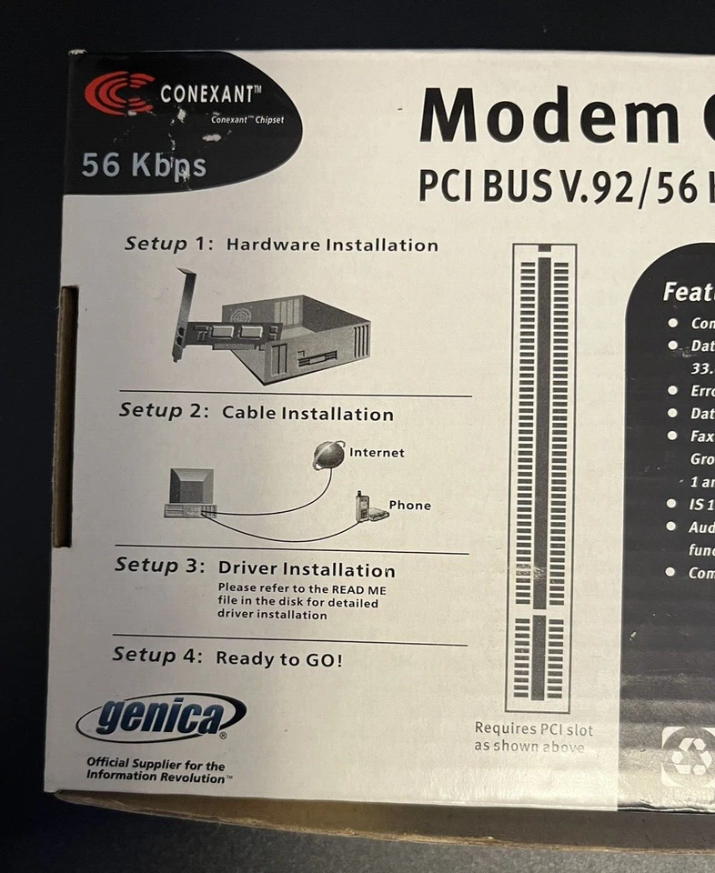 Conexant Modem Card PCI BUS V.92 / 56 Kbps Genica New - Image 4 of 4