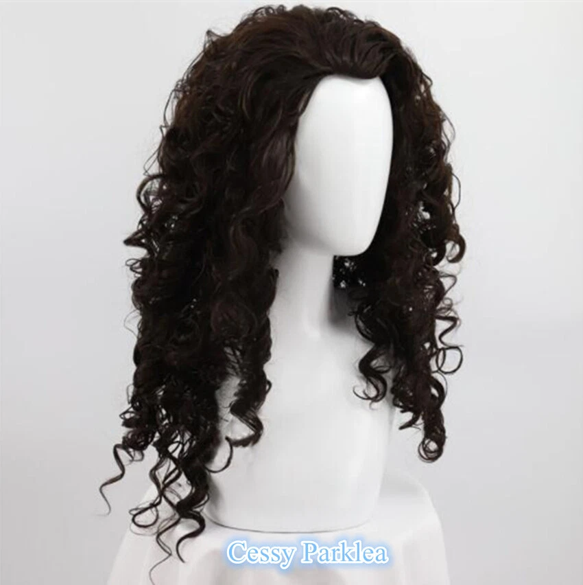 SN-D6-2 Maui Moana Peluca Pelo Hawaiano Marrón Oscuro Largo Rizado Disfraz Accesorio Foto 3 de 4