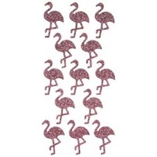 Glitter Pink Flamingo Foam Stickers - 13 Pieces