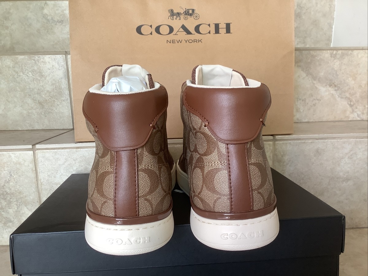 COACH NEW YORK CLIP HIGH TOP KHAK / SADDLE MEN SIZE - 13 -D COACH NEW YORK CLIP HIGH TOP KHAK / SADDLE MEN SIZE - 13 -D