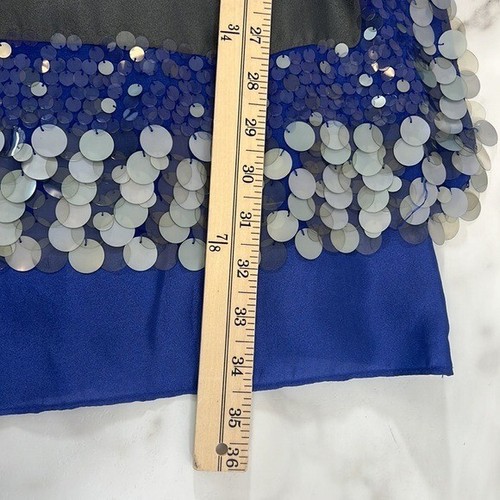 Poleci Dress Womens 0 Gray Blue Silk Avant Garde Sequin Asymmetrical - Picture 11 of 15