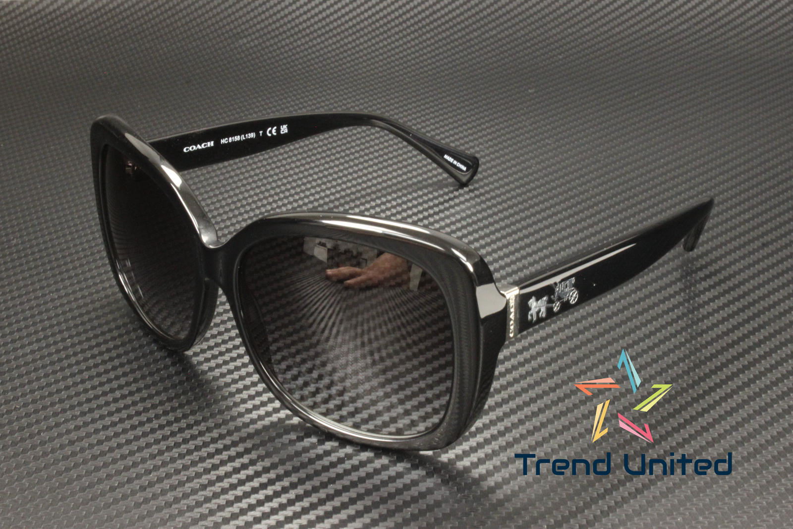COACH HC8158 500211 Black Light Grey Gradient 58 mm Women's Sunglasses
