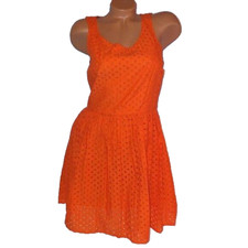 Old Navy Womens Dress Size 8 Orange Eyelet Sleeveless Fit & Flare Sleeveless