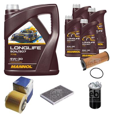FEBI BILSTEIN Inspektionspaket 9L MANNOL Longlife 504/507 5W-30 für Audi A6
