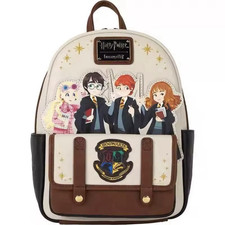 Image of Loungefly Harry Potter Hogwarts Crest Characters Mini Backpack Brand new