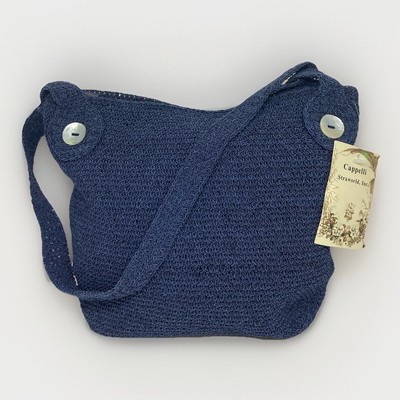 Cappelli Straworld Navy Blue Shoulder Bag Purse Boho Casual