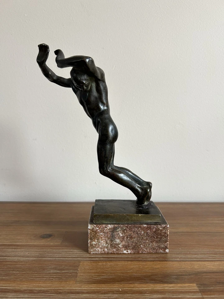 Jan Štursa Attributed Unsigned Vintage Mid Century Bronze “The Wounded”  8.75” - Image 2 of 4
