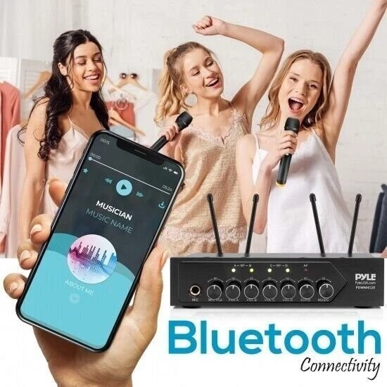 Pyle Wireless Bluetooth Portable Battery Operated 4-Mic Set 5lbs. PDWM4120 - Image 4 of 4