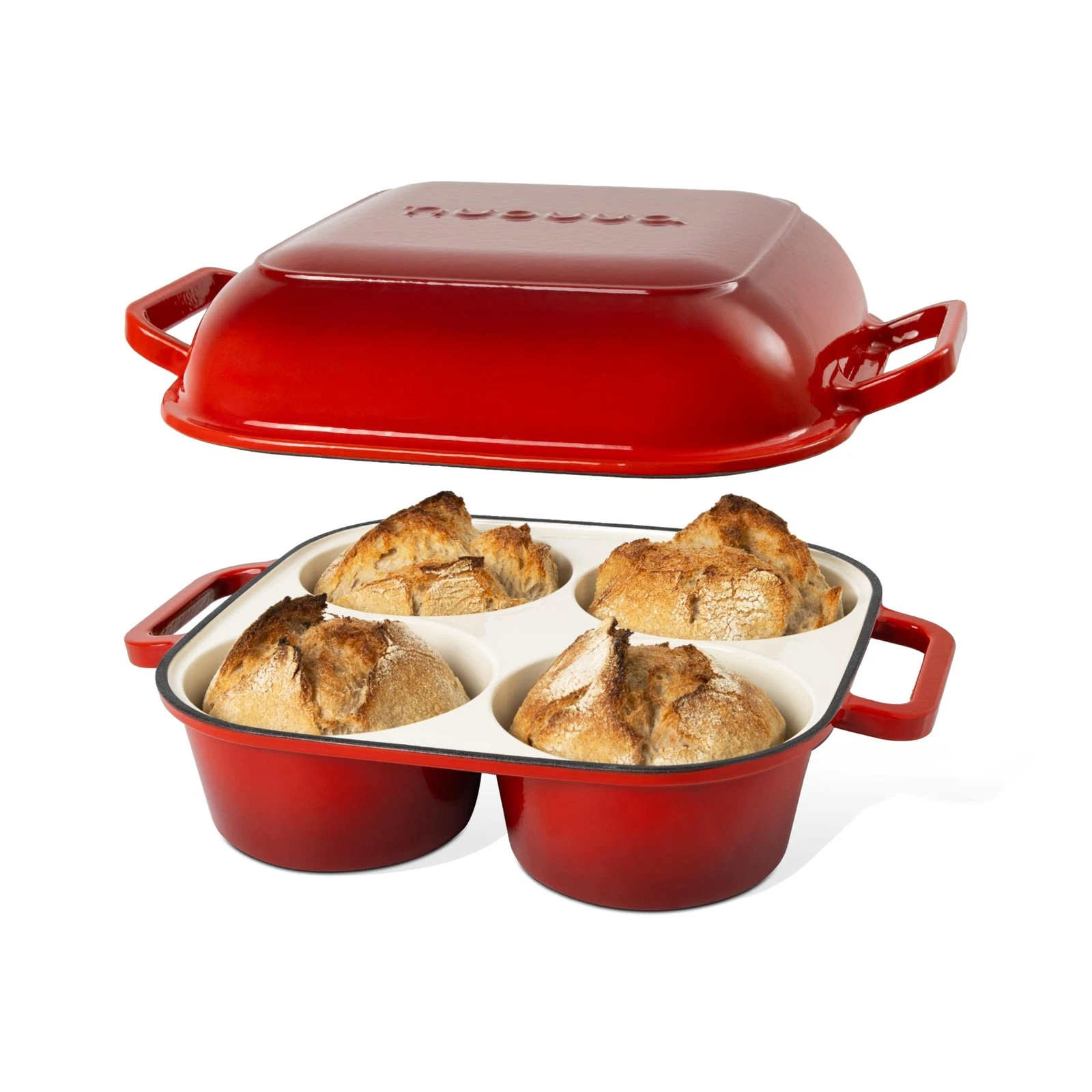 Iron Bread Loaf Pot Dutch Oven 500 F Red 4.90 inch NU14004 Cast Led QuadPro 500F