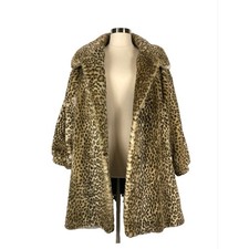 XL 1X Georgio Parnucci leopard cheetah faux fur coat long relaxed fit