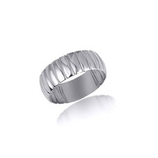 .925 Sterling Silver Women's Ribbed Band Ring