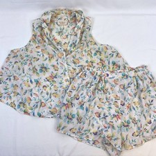 Vintage Victoria  s Secret Gold Label Satin Floral Top  Shorts Sleep Set Size S
