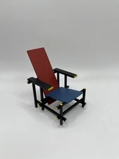 Miniature 1:12 Scale Rietveld Red and Blue Chair Mini Mid Century Modern MCM