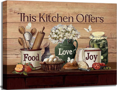 Country Kitchen Food Still Life Canvas 16L'' x 12W'', kitchen-canvas 