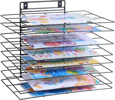 LIAQICHA Premium Iron Art Drying Rack with 8 Removable Shelves for Classroom - 1