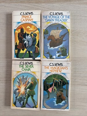 C.S. Lewis Narnia Book Lot 4pcs Prince Caspian Silver Chair Dawn Treader