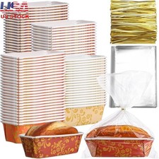 Mini Paper Loaf Pans W/ Plastic Bags & Ties B...